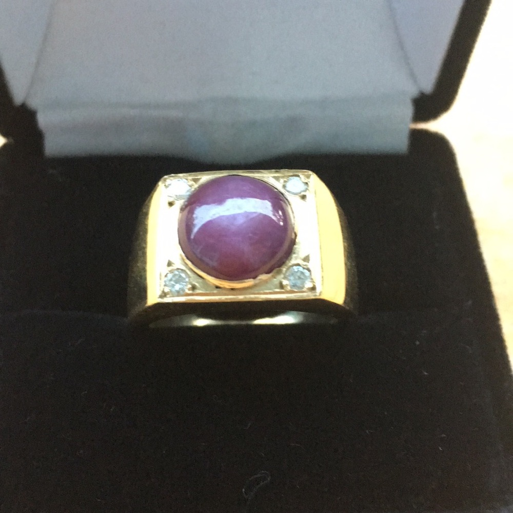 14K. GOLD STAR 🌟 RUBY 🔮 MEN’S 👨 RING - Picture 4 of 7